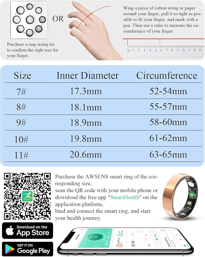Smart Ring for Women Men Fitness Tracker with Blood Oxygen,Heart Rate,Sleep Monitoring,Step Counting,for iPhone and Android,Waterproof smart blood pressure monitor,No Subscription Fees (Rose Gold, 9)
