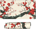 AQQA Japanese Desk Mat, Cherry Blossom Waves Large Gaming Mouse Pad, XL Anime Gaming Keyboard Mat Non-Slip Rubber Base Mousepad Desk Decor for Women Home Office, 31.5”x15.7”