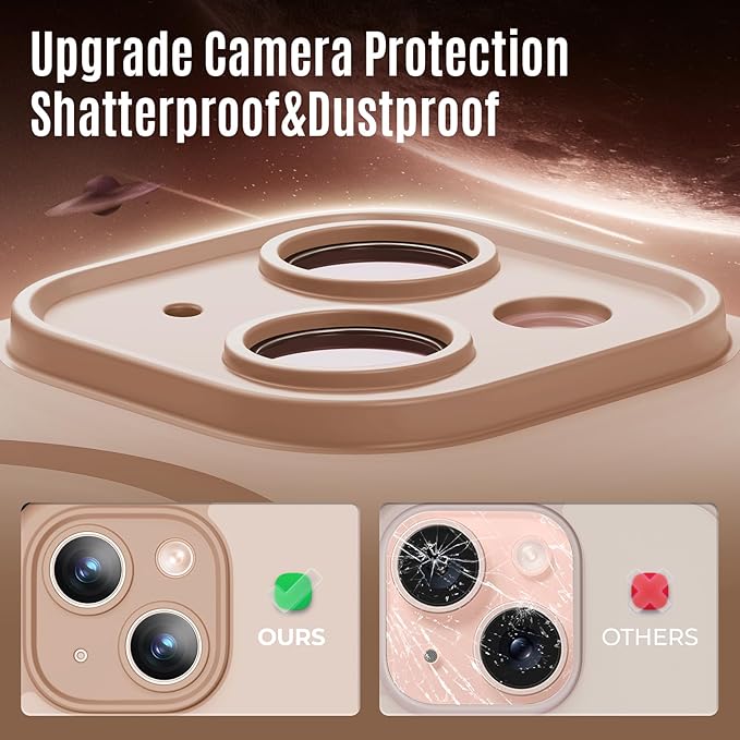 Symcele Designed for iPhone 15 Plus Case, Compatible with MagSafe, with Privacy Screen Protectors X2, [Camera Protection] [15FT Military Drop Protection] Shockproof Phone Case, 6.7", Light Brown