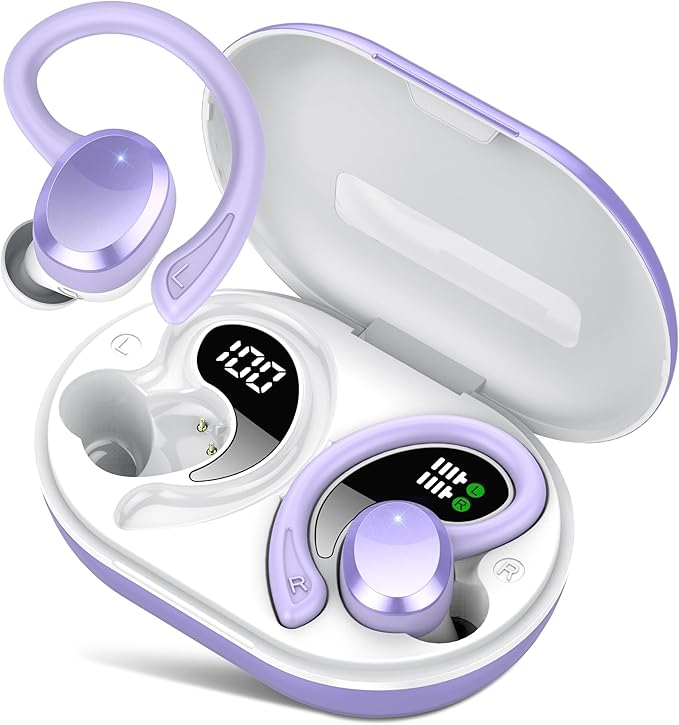 Wireless Earbuds, Bluetooth Earbuds, Bluetooth 5.4 Headphones 68hrs Playtime Sport Earphones with LED Display ENC Noise Cancelling Mic, IPX7 Waterproof Over Ear Ear Buds with Hook for Gym/Workout