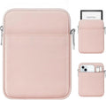 MoKo Padded Ereader Sleeve Case for 6-7 inch Ereader Tablet Bag Protective Cover Pouch with a Carabiner, Compatible with 7" eReader Colorsoft Signature Edition 2024, Pink