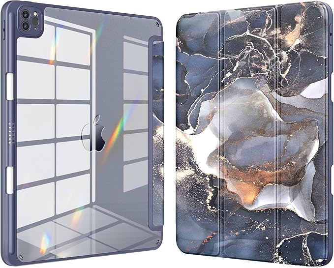 VIKESI Case for iPad Pro 12.9 6th/5th/4th/3rd Generation 2022/2021/2020/2018,TPU Shockproof Frame,Built-in Pencil Holder,Auto Sleep/Wake - Dusk Marble