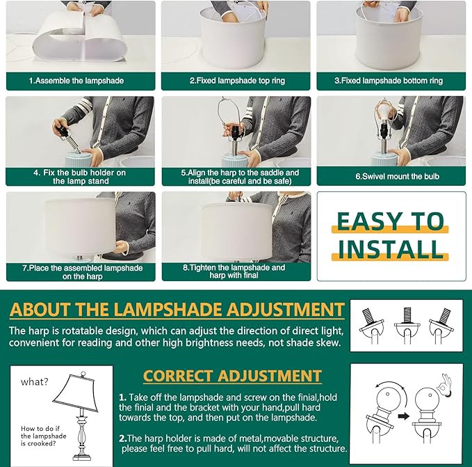 AIEAMPDO 23" Set of 2 Ceramic Table Lamps for Living Room Bedroom, Modern Nightstand Desk Lamp for Entryway, Office, Study Room, 2 LED Bulbs Included