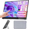 Upperizon Portable Monitor 15.6 inch FHD 90% sRGB 60Hz HDR HDMI USB-C Travel Monitor for Laptop MacBook PC Surface PS5 Xbox, External Display with Kickstand & Speakers, VESA Compatible