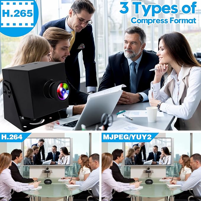 ELP 4K HDMI USB Camera Wide Angle PC Camera for Computer Monitor Simultaneously Output Mini UVC USB2.0 Webcam 2X Digital Zoom H.264 8mp USB Security Camera (120degree no Distortion Lens)
