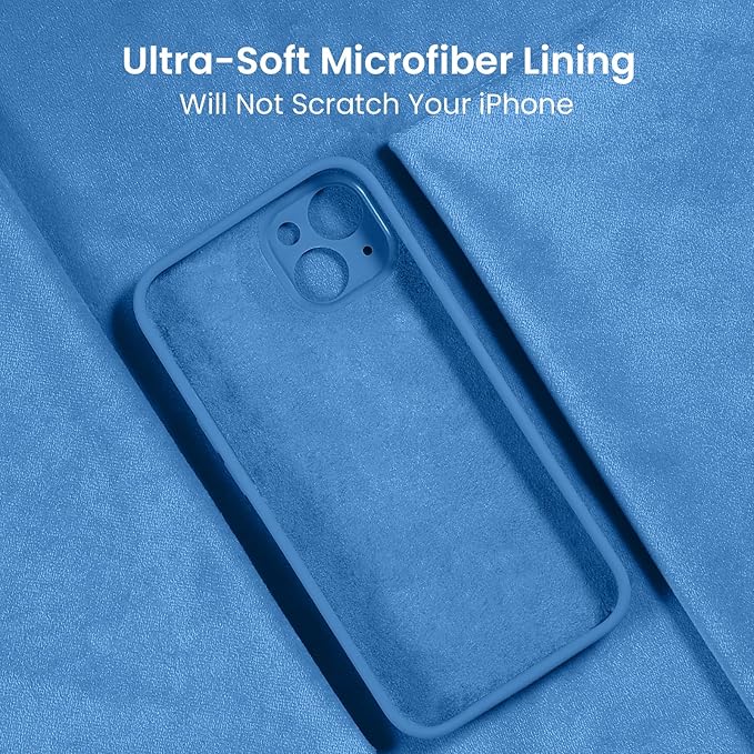 FireNova Designed for iPhone 15 Case, Silicone Upgraded [Camera Protection] Phone Case with [2 Screen Protectors], Soft Anti-Scratch Microfiber Lining Inside, 6.1 inch, Blue