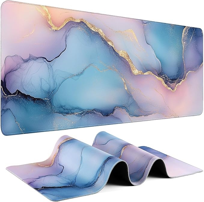Gaming Mouse Pad - (31.5"×11.8") Marble Large Mouse Pads for Desk - Desk Mat for Keyboard and Mouse with Non-Slip Base, Desks Pad Matfor Game/Office & Home