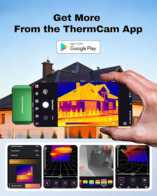 M256 Thermal Camera, 512x384 TISR Resolution Thermal Imager, 256x192 IR Resolution, -4°F~842°F Temp Range, Thermal Imaging Camera for Android Smartphones and PC(Green)