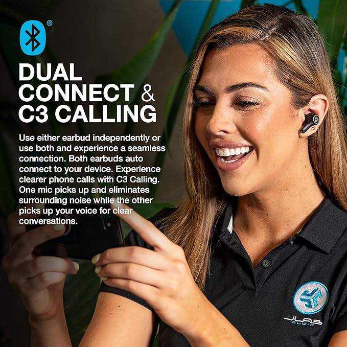 JLab Epic Air ANC True Wireless Bluetooth 5 Earbuds, Active Noise Canceling, IP55 Sweatproof, 12-Hour Battery Life, 36-Hour Charging Case, Low Latency Movie Mode, 3 EQ Sound Settings