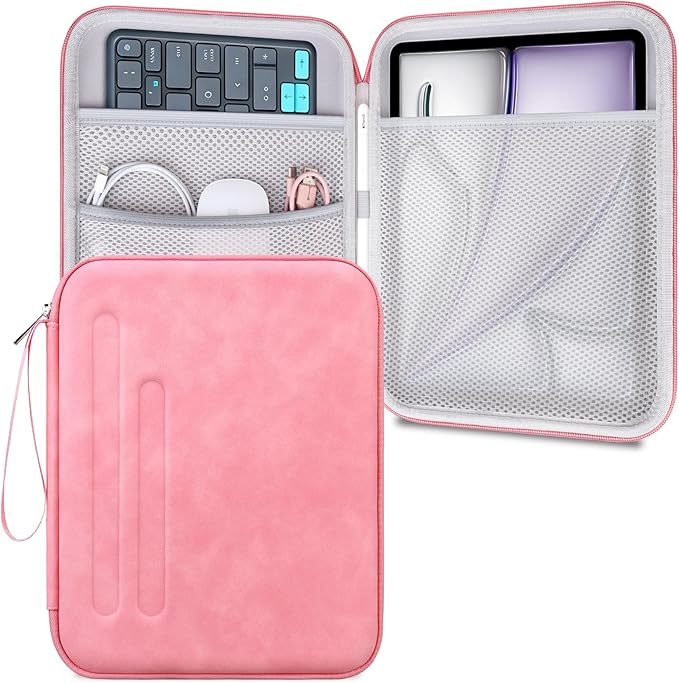 Lacdo Tablet Sleeve Case for 11 inch iPad A16 / 11 inch iPad Air M4 M3 M2 / 11" iPad Pro M5 M4 / 10.9" iPad Air /10.2" iPad, 11" Samsung Galaxy Tab A9+ Hard Shell Protective Tablet Carrying Case, Pink