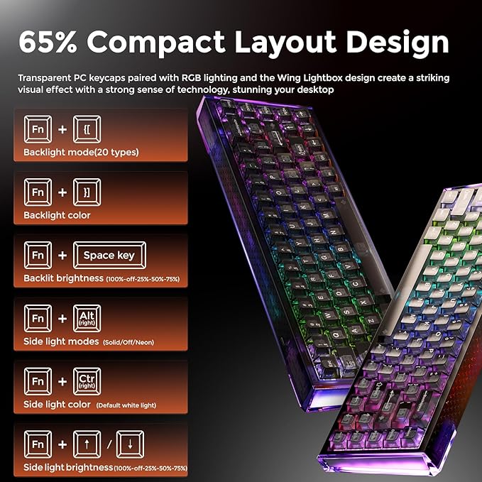 DAREU COOL68 60% Wired Gaming Keyboard, Rapid Trigger Magnetic Switch Keyboard with 8000Hz Polling Rate, Adjustable Actuation, 0.1ms Latency, Gasket Mount, Hot swappable, RGB Light