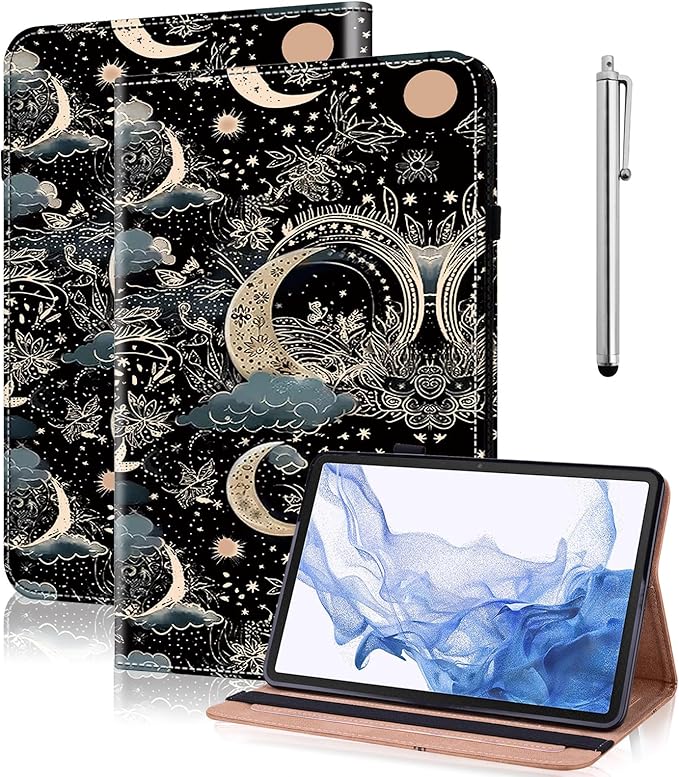 Case for iPad Pro 12.9 2022/2021/2020/2018, PU Leather Tablet Cases Flip Folio Multi-Angle Viewing Stand Protective Cover for iPad Pro 12.9" 6th Gen/5th Gen/4th Gen/3rd Gen - Moon
