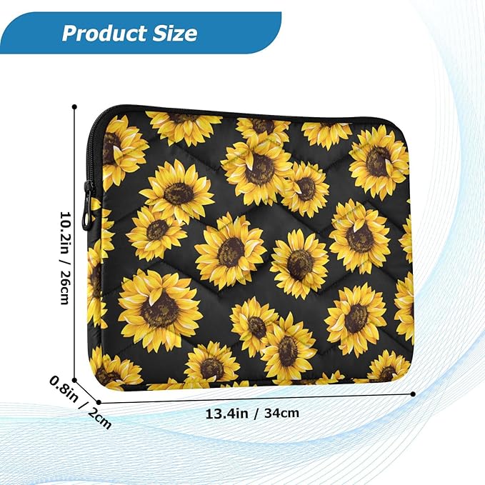 Sunflower Floral Laptop Sleeve 13 inch Cute Laptop Bag 14 inch Waterproof Computer Bag for Women Laptop Accessories Computer Cover Bag for Tablet Men, A06D24018