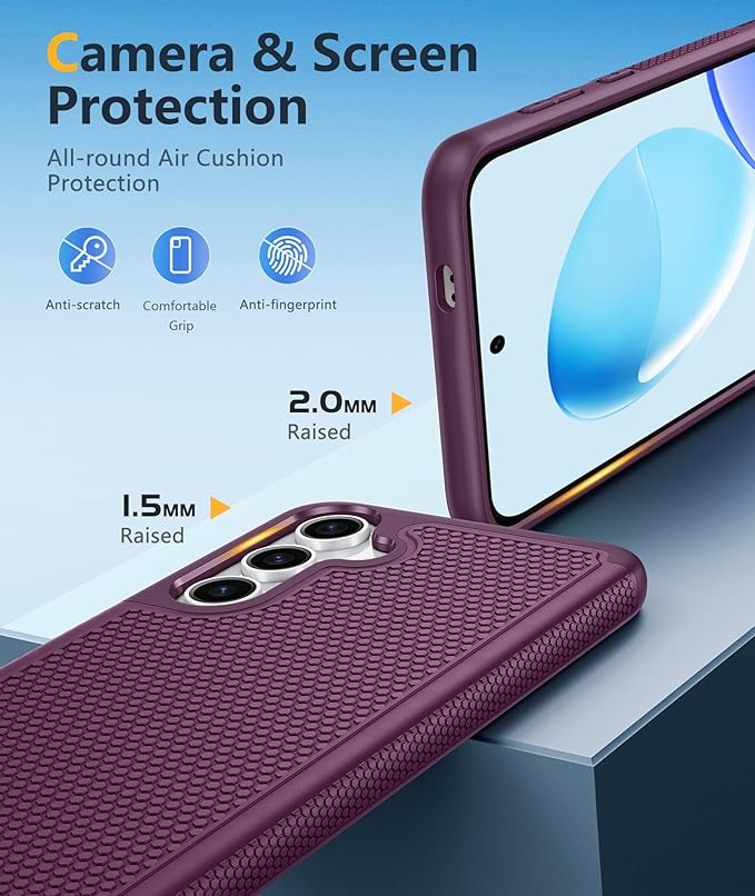 FNTCASE for Samsung Galaxy S25-Plus Case: S24-Plus Dual Layer Heavy Duty Phone Protective Cover Shockproof Rugged with Non-Slip Textured - Military Drop Protection Bumper - 6.7 inch (Burgundy Purple)