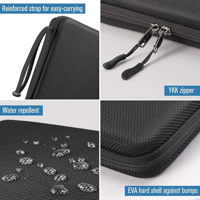 FINPAC Hard Portfolio Sleeve Case for 11-inch iPad Air M4/M3/M2 2026-2023, Pro 11 M5/M4 (2025/2024), iPad 11th/10th, 10.9" Air 5/4, 10.2" 9th/8th/7th, Tablet Carrying Bag with Accessory Pocket, Black