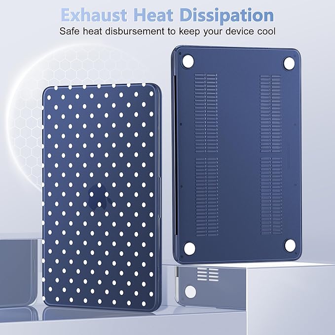 Case for 2026 MacBook Neo 13-inch Laptop with Liquid Retina Display, Release Model A3404, Sturdy Plastic Hard Shell Case + Keyboard Cover + Trackpad Film + Dust Plug, Indigo Polka Dots