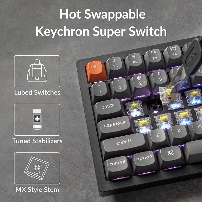 Keychron K4 Max Mechanical Keyboard Wireless with Number Pad, 2.4 GHz/Bluetooth 5.1/Wired Custom Keyboard with 100 Keys, Programmable RGB Backlight Hot-Swappable for Mac Windows Linux