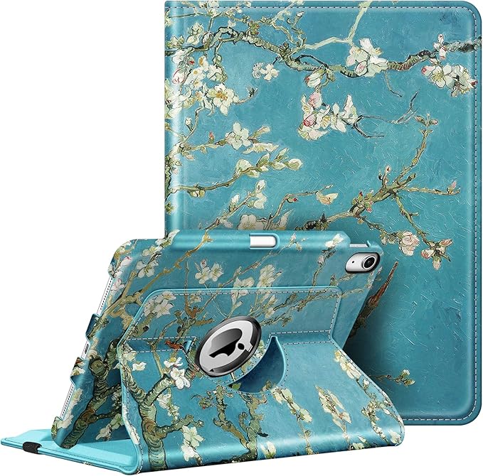 Fintie Rotating Case for iPad Air 11-inch M4/M3/M2 (2026/2025/2024), iPad Air 5th (2022) / 4th Generation 10.9 Inch - 360 Degree Rotating Protective Stand Cover with Pencil Holder, Blossom