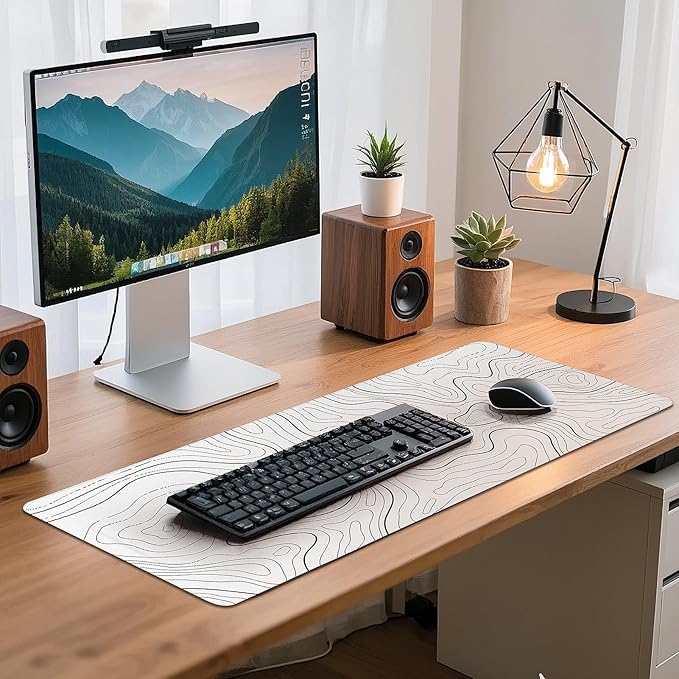 Gaming Mouse Pad - (31.5"×11.8") Topographic Large Mouse Pads for Desk - Desk Mat for Keyboard and Mouse with Non-Slip Base, Desks Pad Matfor Game/Office & Home