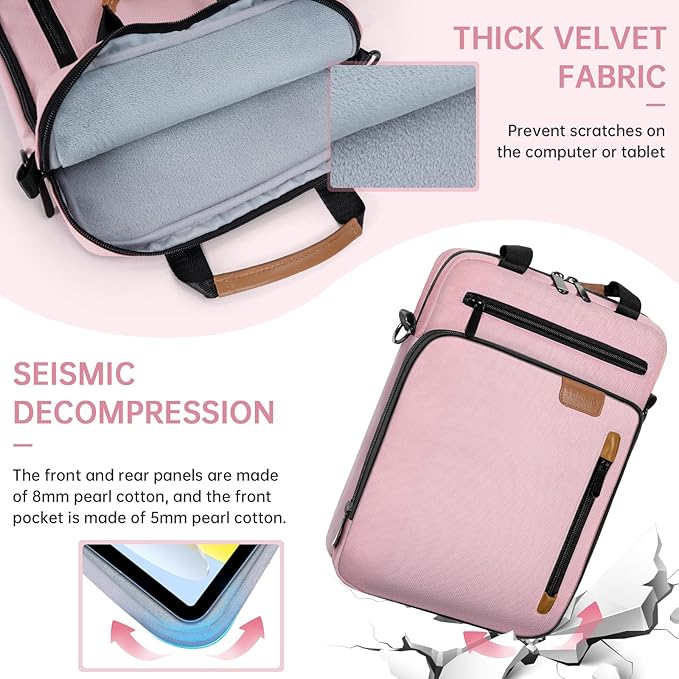 12.9 Inch Tablet Sleeve Bag, Padded Carrying Case for 13" iPad Air M4 M3 M2 2026-2024, iPad Pro M5 M4 M2 M1, Samsung Galaxy Tab S9 FE+/S9+/S8+/S7 FE/S7+ 12.4" 2022/2023, Surface Laptop Go 12.4"
