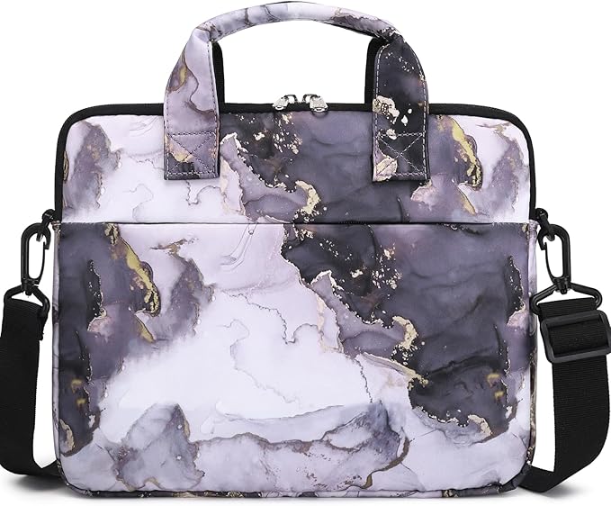 JIANYA Tablet Sleeve Bag Marble Tablet Carrying Bag with Shoulder Strap, 10-12.5 Inch, Purple