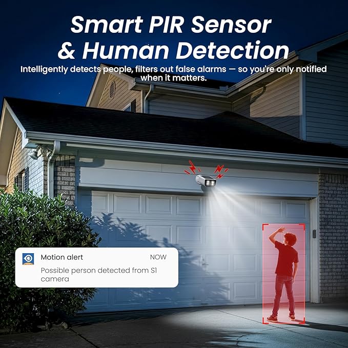 Cinnado Security Cameras Wireless Outdoor - Home Security Cameras Solar & Battery Powered with 2K Color Night Vision, 2-Way Talk & Spotlight, Continuous Power, 2.4 GHz Wi-Fi, Easy Set Up, S1 4 Pack