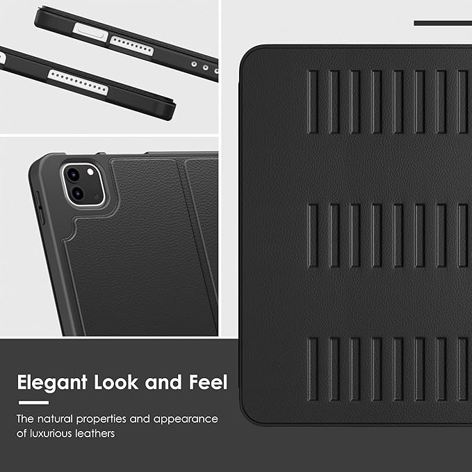VIKESI Case for iPad Pro 12.9 6th / 5th / 4th / 3rd Generation Case 2022/2021/2020/2018,Multiple Angles Magnetic Stand Cover,Shockproof Soft Back,Pencil Holder,and Auto Sleep/Wake,Black