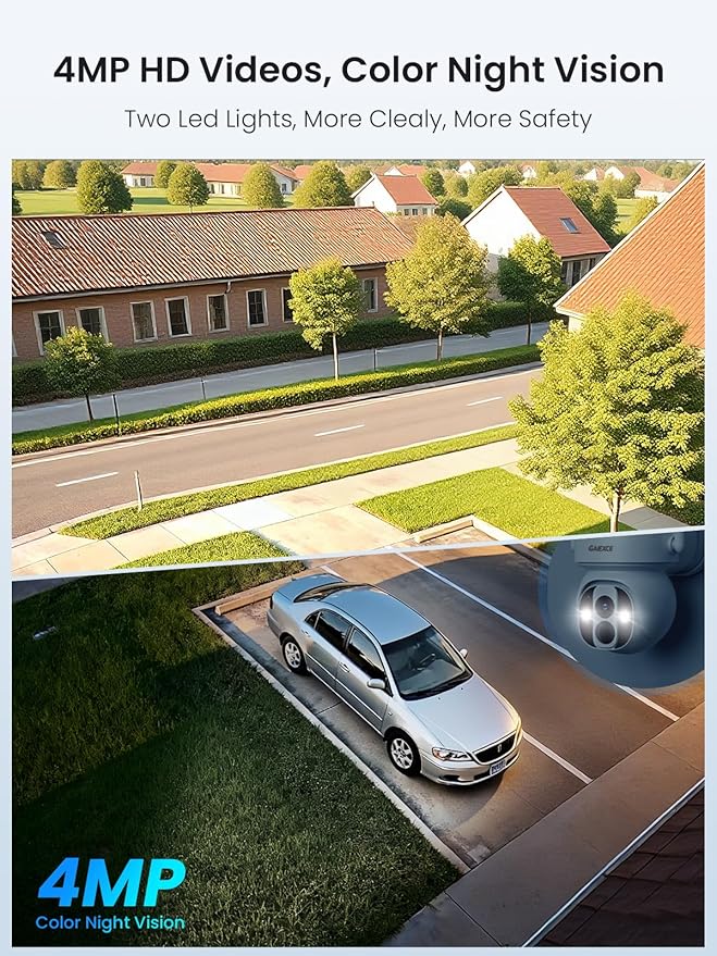 Solar Outdoor Cameras for Home Security, 8 Cam Kit, No Subscription, Wireless Security Camera System, Expandable to 10CH, 360° View PT Cameras, 2K Color Night Vision, 2.4G & 5GHz WiFi, 1TB HDD