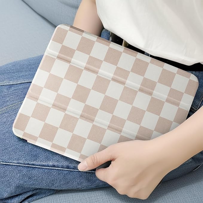 MrARTIST for for iPad Pro 11 Inch Case (M5/M4) 2025/2024 6th/5th Generation Case Cute for Women Girls Girly Kawaii Aesthetic Design for Apple Tablet Cover with Pencil Holder, Khaki Checkered