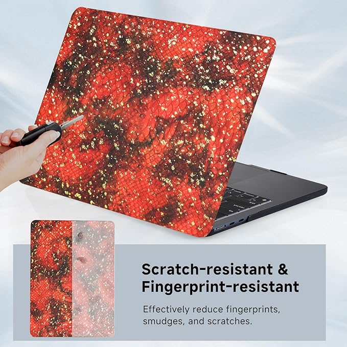 Funut Snake for MacBook Air 13 inch Case 2022 2021 2020 2019 2018 Release A2337 M1 A2179 A1932 Touch ID, Luxury PU Leather Scratch & Shockproof Hard Shell Case & Keyboard Cover,Snake Brown