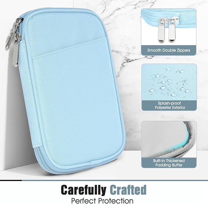 TiMOVO 6-7 Inch Tablet Sleeve for eReader Book Paperwhite/Colorsoft Signature Edition, Protective Sleeve Cover Case with Pocket for E-Reader/Oasis & Kobo Devicess, Baby Blue