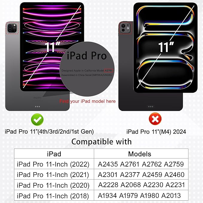 Tuiklol for iPad Pro 11 Inch 4th / 3rd / 2nd / 1st Gen (2022 2021 2020 2018) Case -Built-in Pencil Holder Shockproof Cover Clear Transparent Back Shell with Auto Wake/Sleep, Patchwork Floral