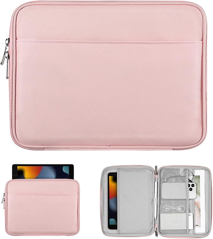TiMOVO 9-11 Inch Tablet Sleeve Bag for iPad 11-inch A16 2025, iPad 10th Gen. 10.9", iPad 10.2", iPad Air 11/5th/4th Gen. 10.9", Galaxy Tab A9 Plus 11", Carrying Case with Pocket, Pink