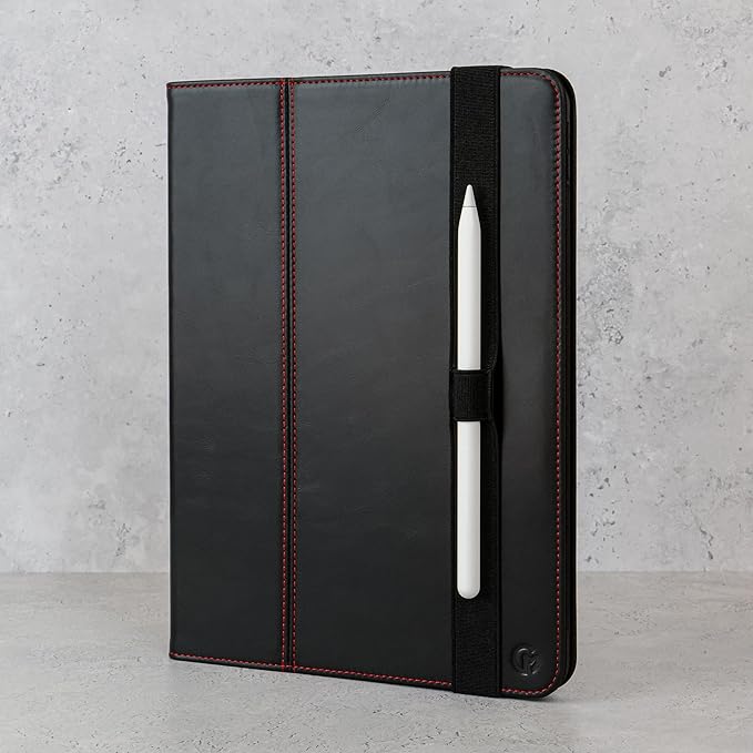 Casemade Real Leather Case Compatible with iPad 9.7” 5th/6th Gen (2017/2018) - Full-Grain Leather Cover, Auto Sleep/Wake, Dual Stand Position (Black)