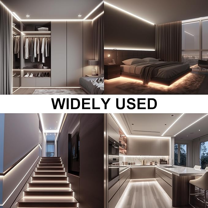 AXMOTUT 32.8ft COB LED Strip Lights 4000K Dimmable, High CRI 93+ with Power Adapter, Flexible Light Strips for Bedroom, Room, Kitchen, Mirror （Remote Control not Included）