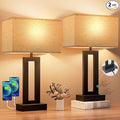 Seealle Bedroom Lamps for Night Stands - Touch Control, 3 Way Dimmable, USB C+A Charging, LED Bulbs, Easy Assembly
