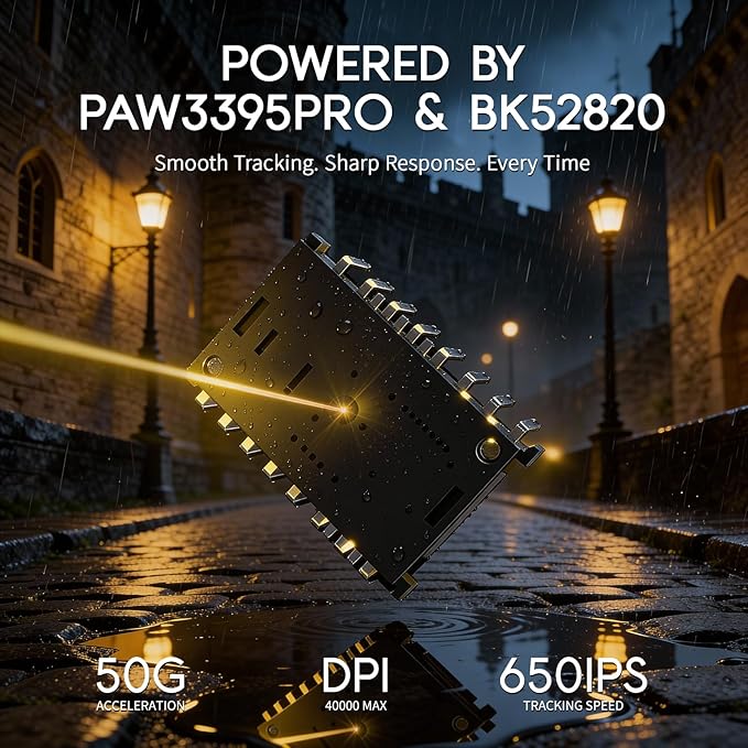 ATTACK SHARK M2 Wireless Gaming Mouse,41g Ultra-Lightweight Carbon Fiber,40,000 DPI,PAW3395PRO Sensor,Wired/BT/2.4GHz Wireless Programmable Mice Griptape for PC/Mac(Black)