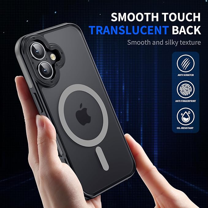 Strong Magnetic Case for iPhone 16 [10Ft Military-Grade Protection] Compatible with fit MagSafe Shockproof Slim Thin Cover 6.1 inch 16 Phone case, Grey Bumper
