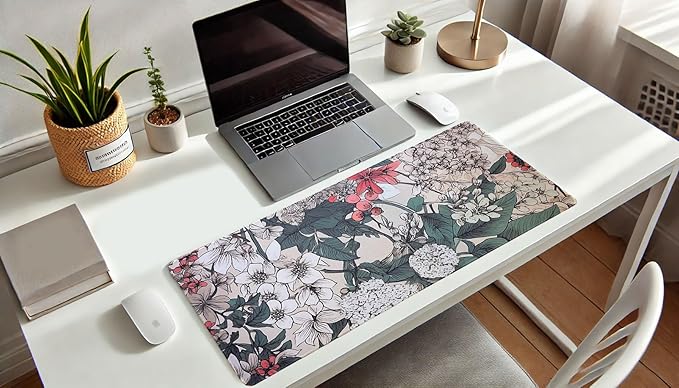 French KOKO Large Desk Mat 36" x 16.5" – Botanical Floral Mouse Pad for Keyboard & Mouse – Non-Slip Waterproof Desk Protector Aesthetic Office Pad for Women