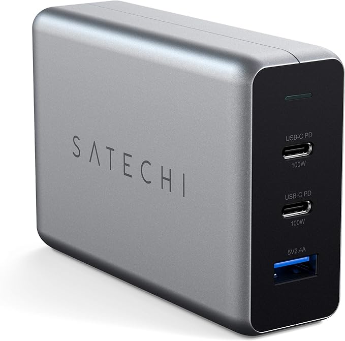 Satechi 100W USB C PD Compact GaN Charging Station – Compatible with MacBook Air/Pro/Neo, iPad Air/Pro, iPhone 17 to 12 Series, AirPods, Apple Watch, Android, Windows