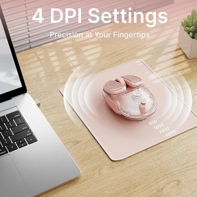 SEUNKWANG EWEADN Q9 Wireless Clear Mouse Dual Mode Bluetooth & 2.4G USB Computer Mouse with RGB Lighting, Silent Clicks, Multi-Device Compatibility for Laptop, PC, MacBook, iPad Cute Mouses-Gradient