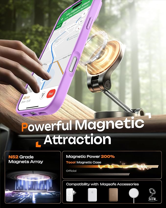 TOCOL for iPhone 17 Pro Max Case, Compatible with Magsafe Charger, Full Camera Protection, Translucent Matte for iPhone 17 Pro Max Phone Case 6.9 inch (Light Purple)