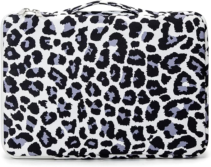 Kinmac 360 Degree Protective Laptop Sleeve Case Bag with Handle for MacBook Air 15 inch and 15 inch-15.6 inch HP Lenovo Dell ASUS Acer Notebook Computer (Leopard)