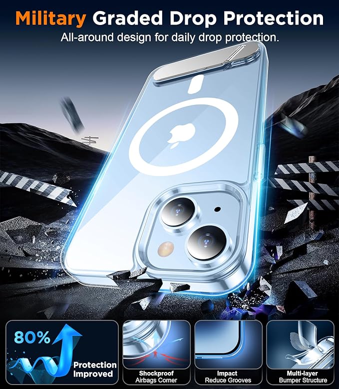 Magnetic Compatible with iPhone 14 Case/iPhone 13 Case,[Built-in Invisible Kickstand][Compatible with MagSafe] [Military Grade Shockproof] Slim Thin Phone Case for iPhone 14/13 6.1"