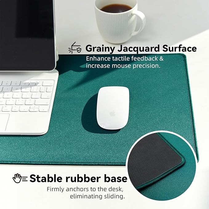 Reniteco Waterproof Large Gaming Mouse Pad with Durable Stitched Edges, Non-Slip Rubber Base, Grainy Jacquard Mouse Mat Desk Pad for Home Office Gaming, 27.6"x11.8"x0.12", Matte Green