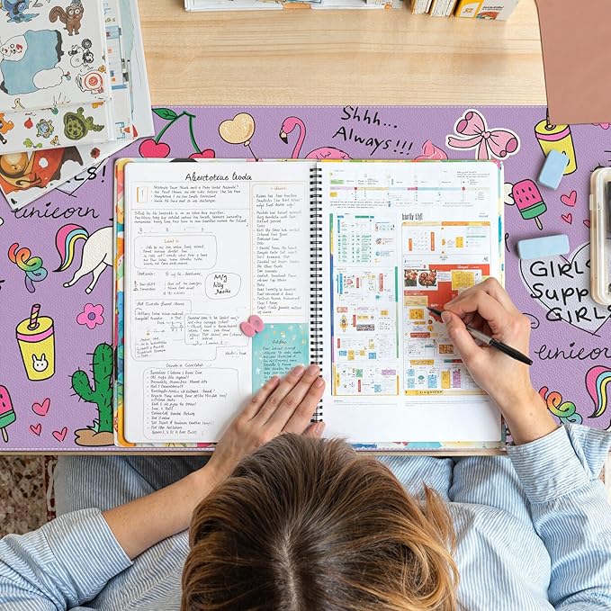 HAOCOO Purple Large Mouse Pad, Cute Leather Desk Matt for Women, Kawaii Desk Decor for Kids, Anti-Slip Rubber Mouse Pad for Girls, Computer Mat for Home Office Accessories