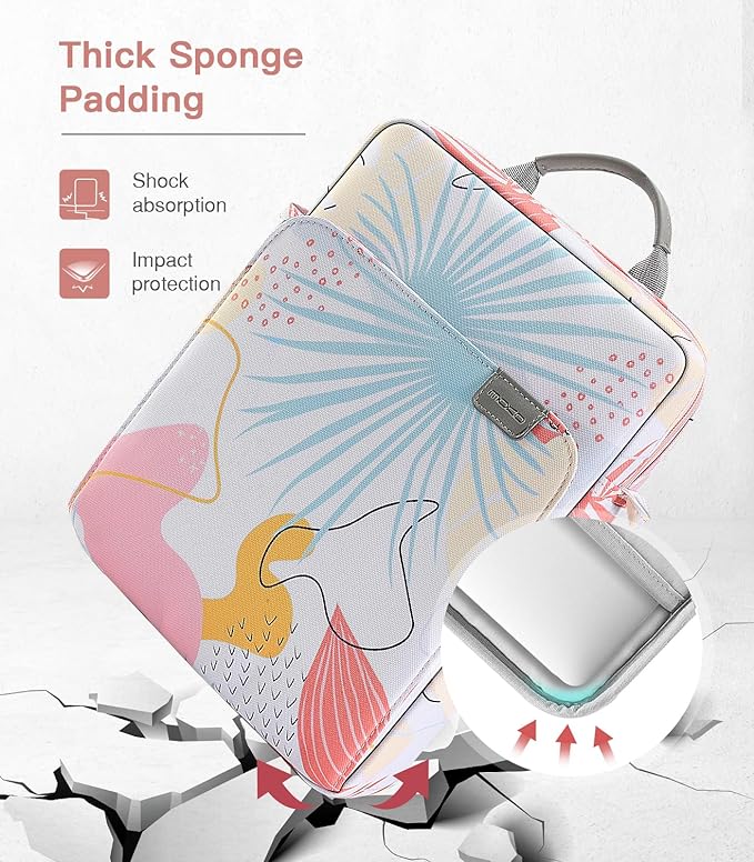 MoKo 15 Inch Laptop Sleeve Bag Fits New Mac Air 15" M5 2026, Mac Pro 14" M5/M5 Pro/M5 Max 2026, Galaxy Tab S9 Utra 14.6" 2023, Handle Carrying Case with Shoulder Strap, Tropical Leaf