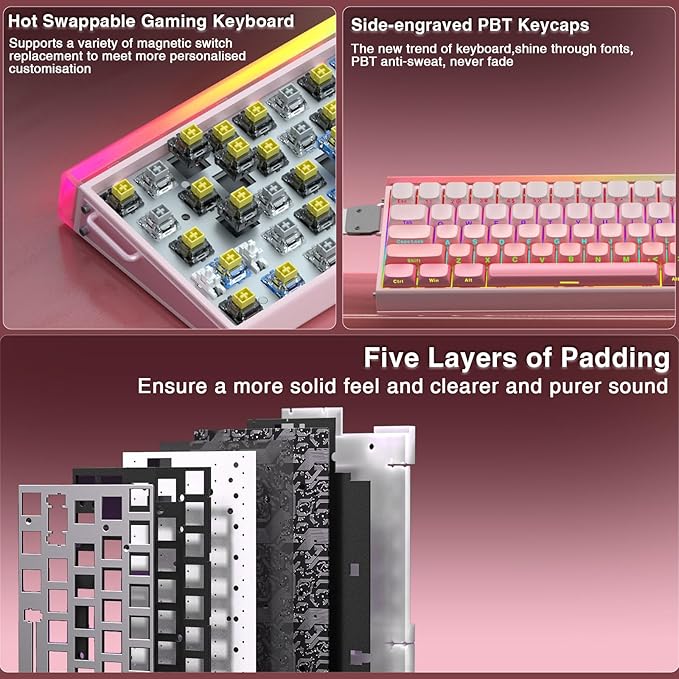 AULA Hero 68 HE 60% Wired Gaming Keyboard, Hall Effect Magnetic Switch Keyboard with Adjustable Actuation, Fast Trigger Mode, 8K Hz Polling Rate, 0.125ms Latency,RGB Backlit, Side Printed PBT Keycaps