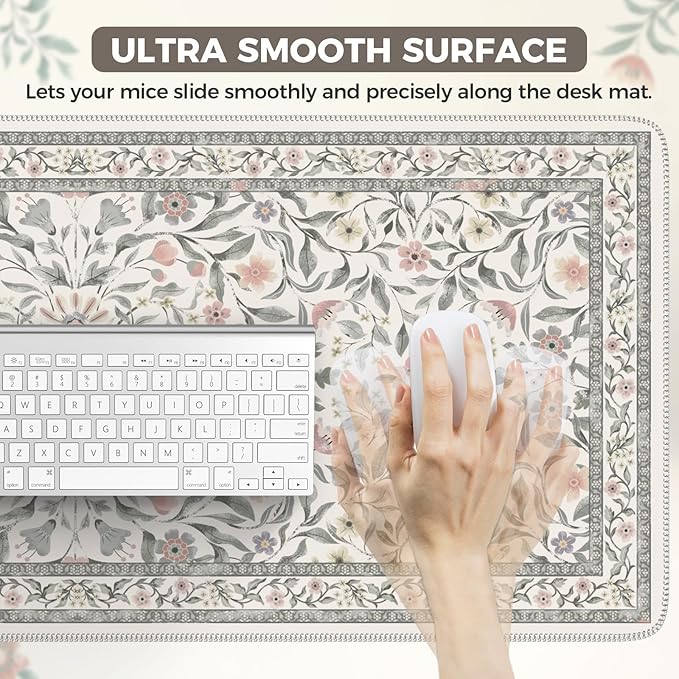 iLeadon Large Desk Mat Grey, Thick Keyboard and Mouse Pad with Non-Slip Base, Keyboard Mats for Desk, Full Coverage Computer Mat 35.4"x15.7" for Office & Gaming Setup (Grey)