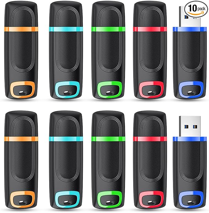 RAOYI 10 Pack 8GB USB 2.0 Flash Drive Thumb Drive Memory Stick Jump Drive Zip Drive for Data Storage and Backup (Mix Colors : Cyan Orange Red Blue Green)